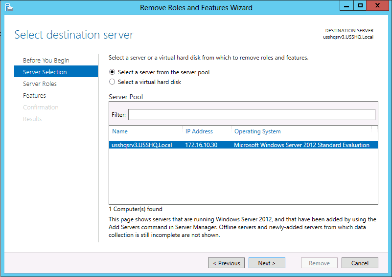 003 server pool selection demote domain controller in windows server 2012 AD DS