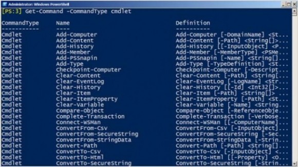 All PowerShell cmdlets are named with a verb-noun. When you use Get-Command, it lists them alphabetically.