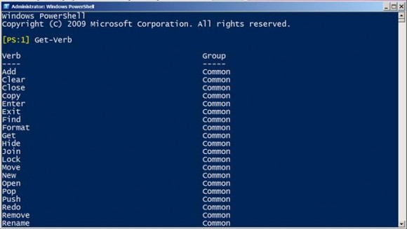 Windows PowerShell Get Verb for Script