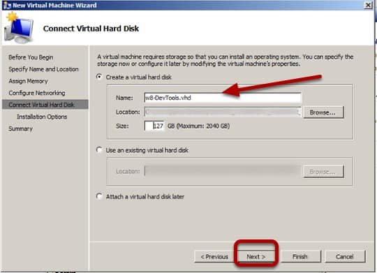 Create a virtual hard disk