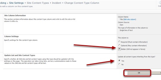change the setting from Required to Hidden change the setting from Required to Hidden