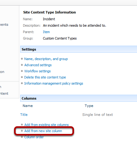 create the site columns needed for our Incident Content Type create the site columns needed for our Incident Content Type