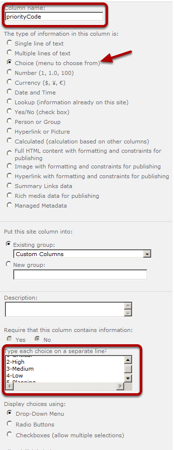 add the new site column priorityCode add the new site column priorityCode