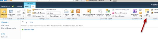 List Settings icon in the Ribbon List Settings icon in the Ribbon