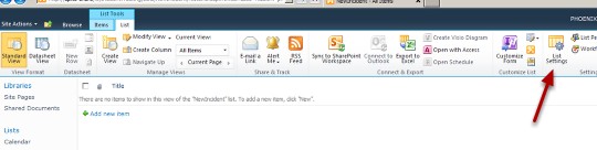 List Settings icon in the Ribbon