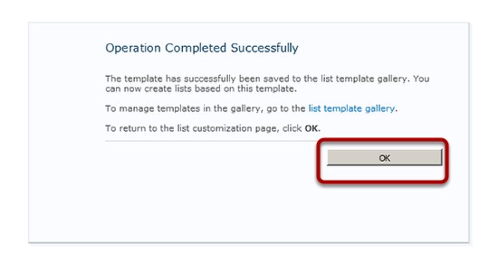 Operation Completed Successfully dialog box Operation Completed Successfully dialog box