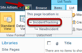 Navigate Up Icon and choose IncidentTracking