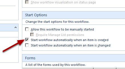 Configure the Start Options 