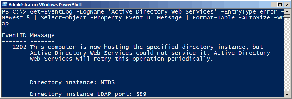 aderrorlog PowerShell