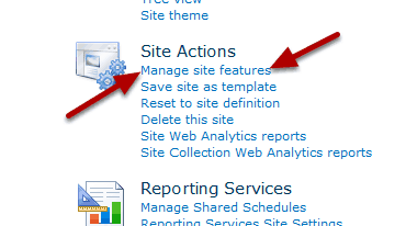 Verify the Enterprise site features are activated