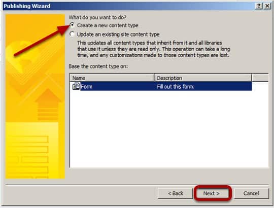 Create a new content type