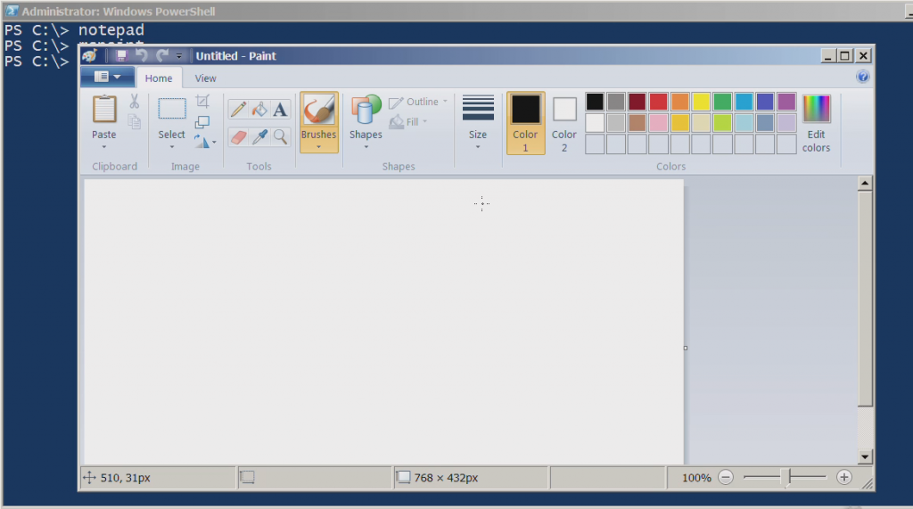 PowerShell launch MS Paint