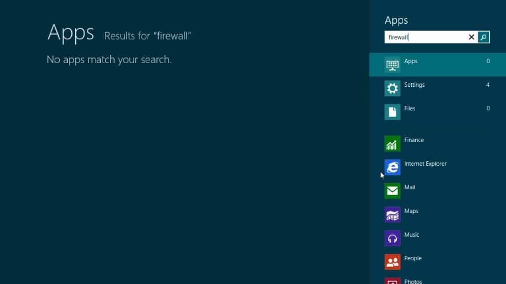 Windows 8 apps firewall