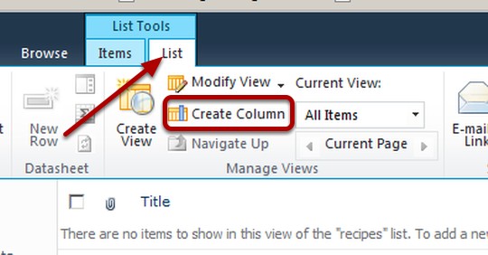 SharePoint 2010 Create Columns image