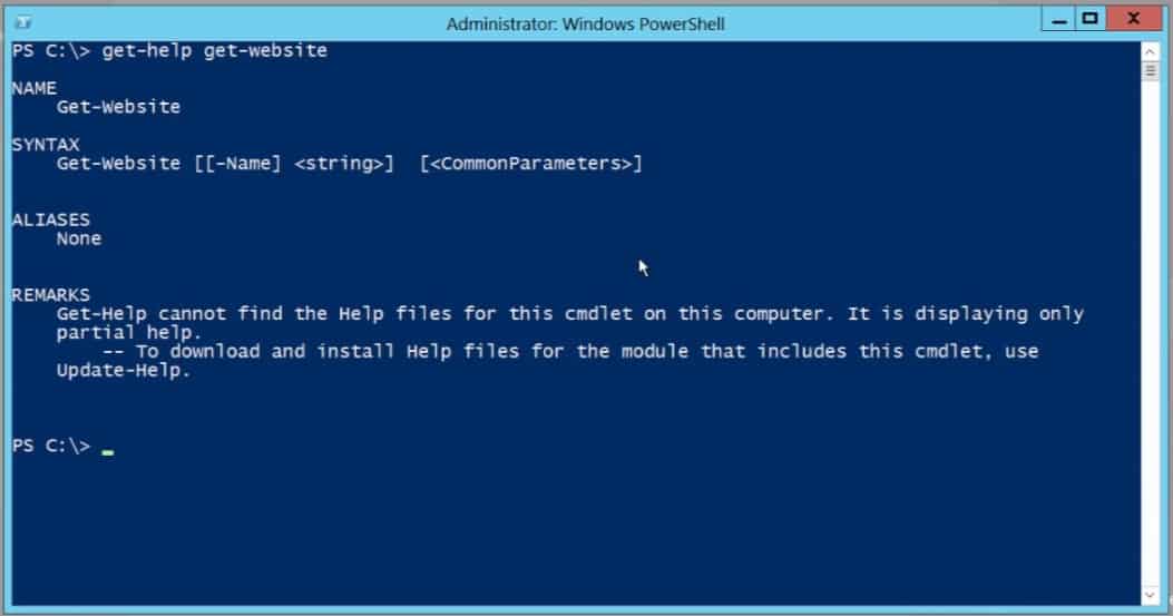 PowerShell v3 Get-Website Windows Server 2012