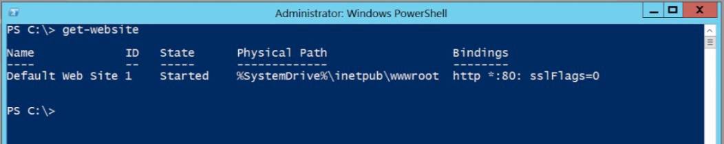 PowerShell v3 Get-Website Windows Server 2012