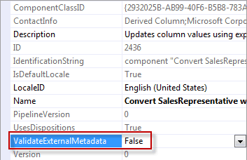 SQL 2008R2 ValidateExternal Metadata working with validation