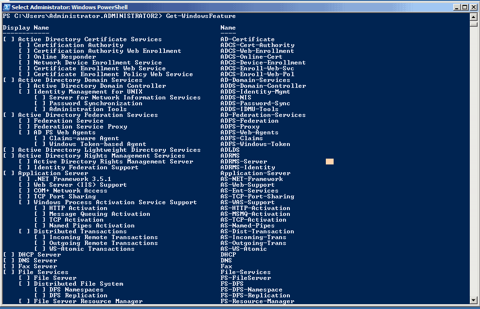 PowerShell get-windowsfeature Installing Active Directory