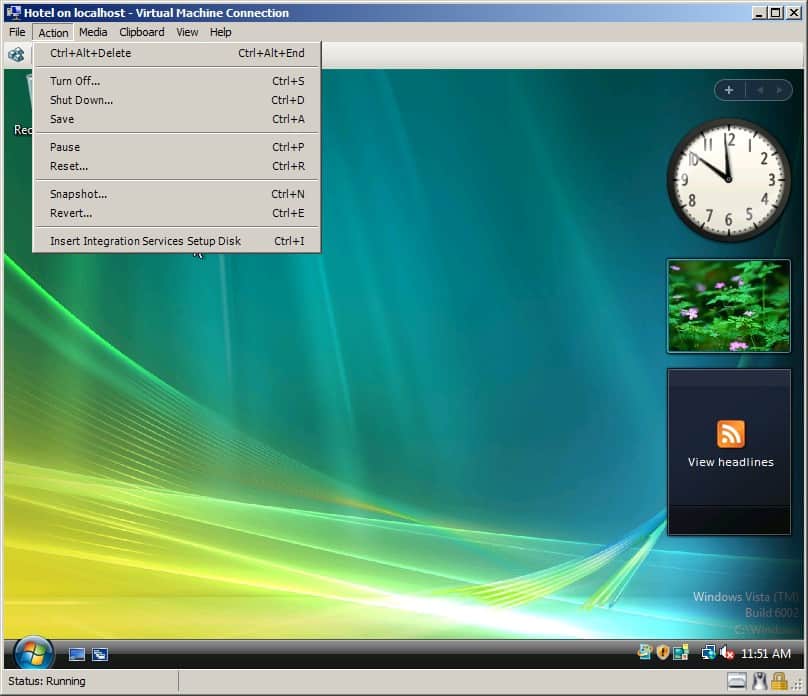 Insert Integration Services Setup Disk Installing Windows Vista in Hyper-V