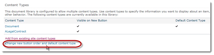 default content type How to set up a Content Type Hub in SharePoint 2010