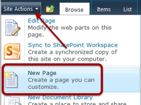 Create Page SharePoint 2010 