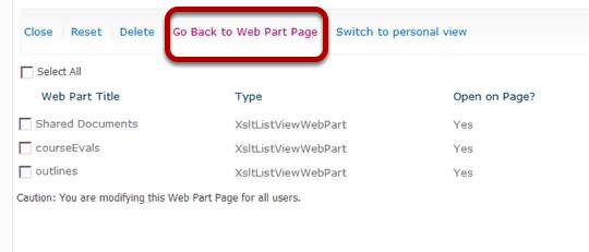 SharePoint 2010 Go Back to Web Part Page