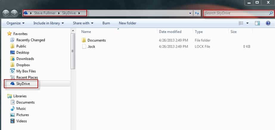 Windows Explorer SkyDrive for Windows 8