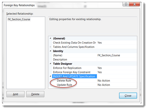 Foreign key oracle cascade