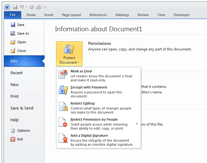 encrypt word document with certificate