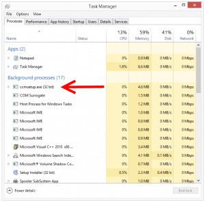 Screen shot of Task Manager Configuration Manager Client