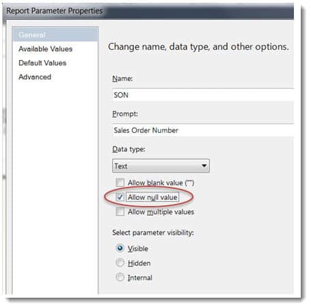 Allow Null values feature in in SSRS SQL Server Reporting Services
