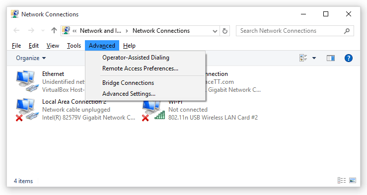 windows 10 lan connection