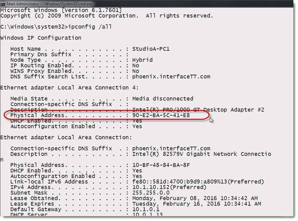 mac address is assigned by