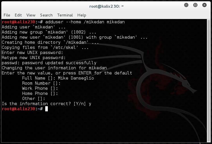 Adding a New Non-Root User in Kali Linux