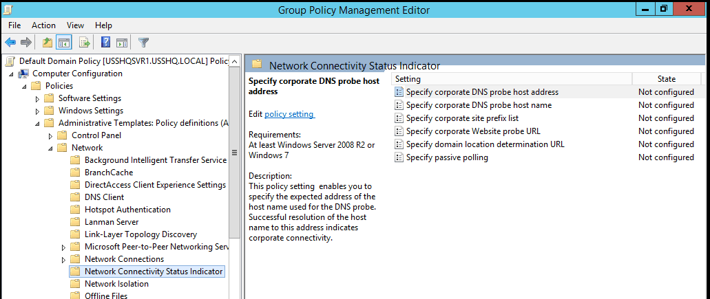 Configuring Network Connectivity Status Indicator (NCSI) with Group Policy