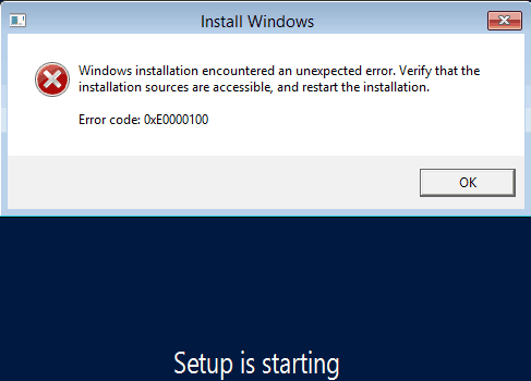 configuração danificada para instalar o código promocional do erro do Windows PowerShell é 1001